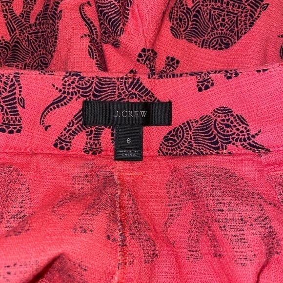 J. Crew Red with Black Elephant Print Cotton Stretch Shorts Style G2548 - Picture 2 of 5